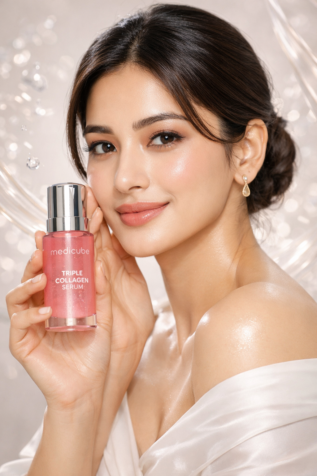 Medicube Triple Collagen Serum in pink bottle with silver pump for firming and hydrating skin – Korean skincare product.”

“Medicube Triple Collagen Serum for anti-aging, skin elasticity and barrier care – premium Korean face serum.”

“Close-up of Medicube Triple Collagen Serum bottle designed for hydrated, firm and glowing skin.”

“Luxury Korean skincare – Medicube Triple Collagen Serum for youthful, smooth and radiant skin.”

“Medicube Triple Collagen Serum pink glass bottle – hydrating and firming face s