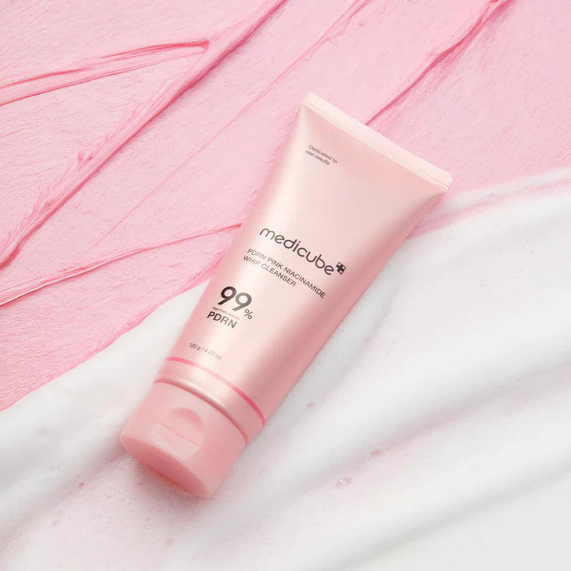 Medicube PDRN Pink Niacinamide Whip Cleanser is a rich, whipped facial cleanser formulated to gently cleanse while supporting skin repair and brightness. Infused with high-purity PDRN and niacinamide, it helps remove impurities, refine skin texture, and promote a clearer, healthier-looking complexion without stripping moisture.