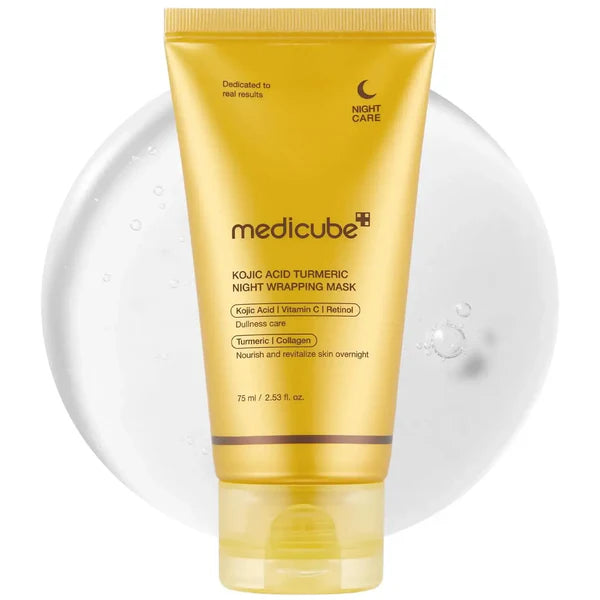 Feature:
✅ Description
Medicube Kojic Acid Turmeric Night Wrapping Mask – a luxurious overnight skincare treatment designed to brighten, nourish, and renew your skin while you sleep. Infused with Kojic Acid, Vitamin C, Retinol, Turmeric, and Collagen, this powerful blend targets dullness, uneven tone, and fine lines — giving you smoother, radiant, and youthful-looking skin by morning.

✅ Overview
✔ Brightens & evens tone – Kojic Acid and Vitamin C work together to reduce dark spots, pigmentation